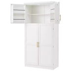 35.5 Freestanding Kitchen Pantry Cabinet with 4 Doors and Pull-out Trays