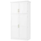 35.5 Freestanding Kitchen Pantry Cabinet with 4 Doors and Pull-out Trays