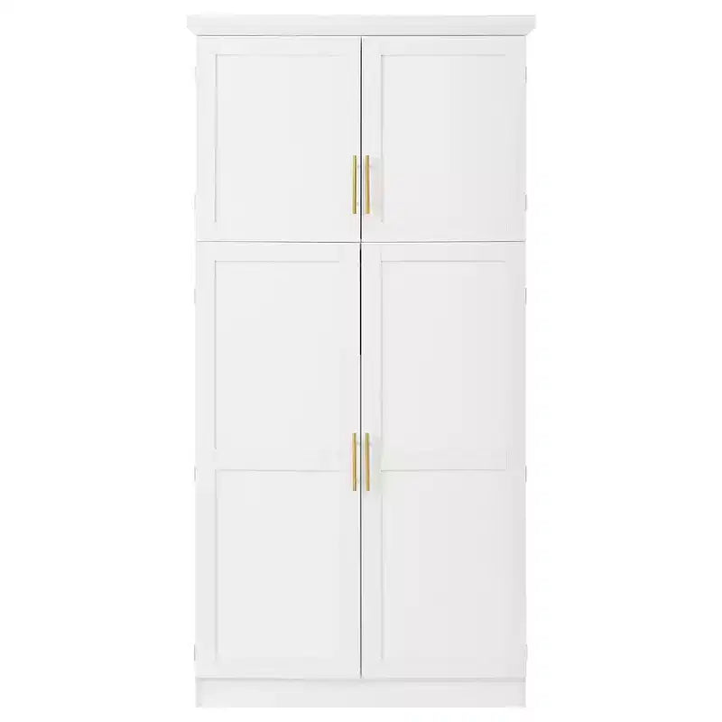 35.5 Freestanding Kitchen Pantry Cabinet with 4 Doors and Pull-out Trays