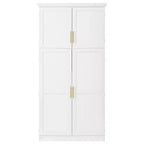 35.5 Freestanding Kitchen Pantry Cabinet with 4 Doors and Pull-out Trays