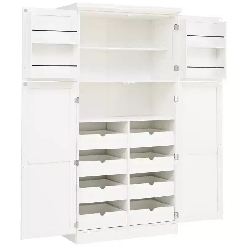 35.5 Freestanding Kitchen Pantry Cabinet with 4 Doors and Pull-out Trays