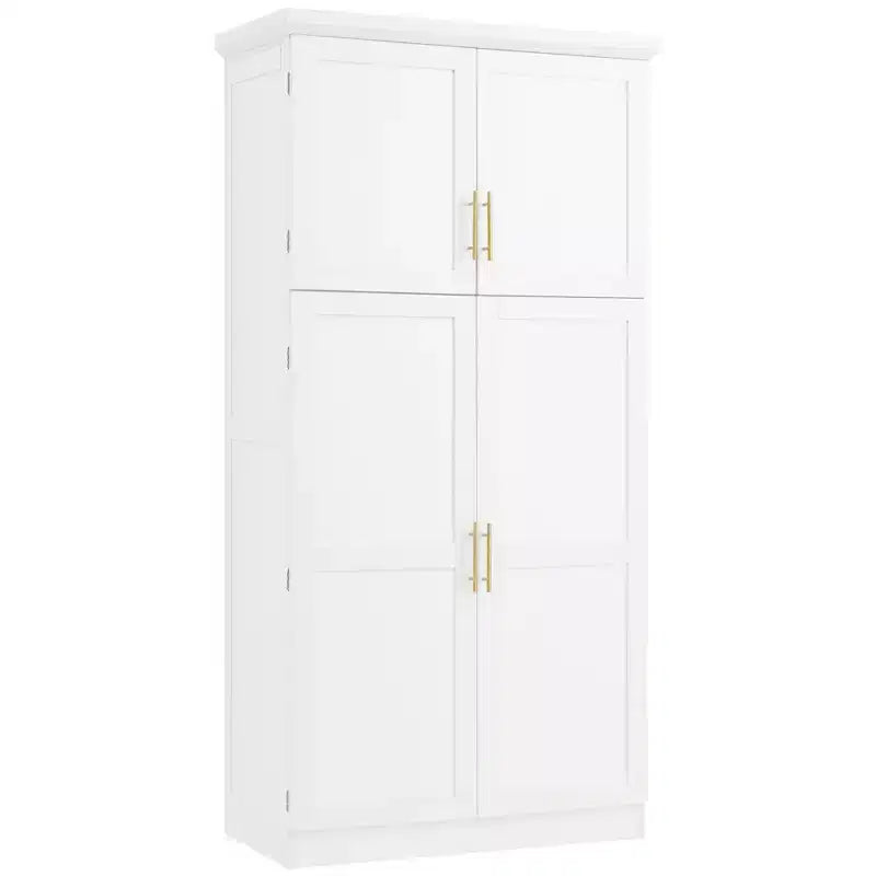 35.5 Freestanding Kitchen Pantry Cabinet with 4 Doors and Pull-out Trays