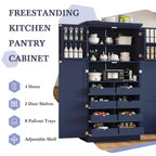 35.5 Freestanding Kitchen Pantry Cabinet with 4 Doors and Pull-out Trays
