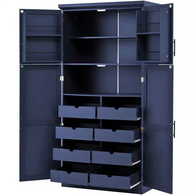 35.5 Freestanding Kitchen Pantry Cabinet with 4 Doors and Pull-out Trays
