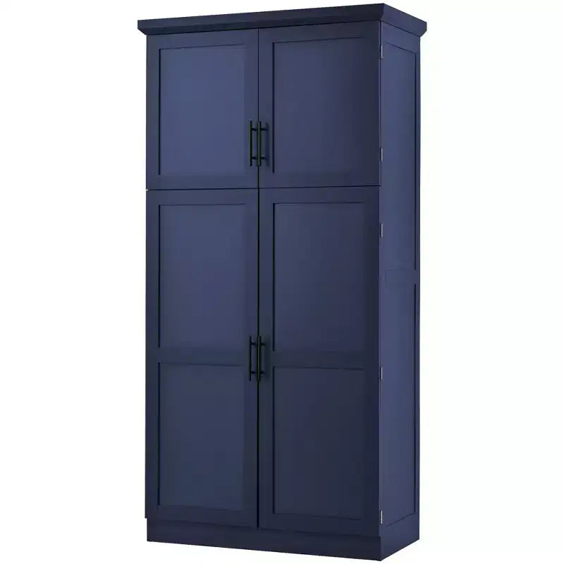 35.5 Freestanding Kitchen Pantry Cabinet with 4 Doors and Pull-out Trays