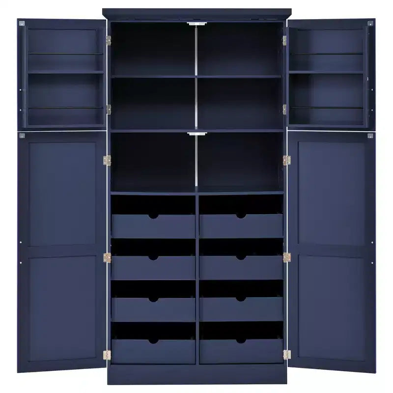 35.5 Freestanding Kitchen Pantry Cabinet with 4 Doors and Pull-out Trays