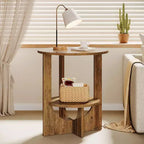 2-Tier Round End Table with Storage, for Living Room, Bedroom & Small Spaces, Modern Narrow Nightstand, Easy Assembly, Brown