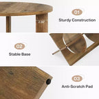 2-Tier Round End Table with Storage, for Living Room, Bedroom & Small Spaces, Modern Narrow Nightstand, Easy Assembly, Brown