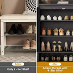 5-Tier Rattan Shoe Cabinet Storage Organizer with 2 Doors Adjustable Wooden Entryway Hallway Closet Living Room Natural