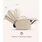Oversized Manual Recliner - 21.2 Wide PU Leather Chair w/ Cup Holders & Thick Padding for Living Room