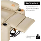 Oversized Manual Recliner - 21.2 Wide PU Leather Chair w/ Cup Holders & Thick Padding for Living Room