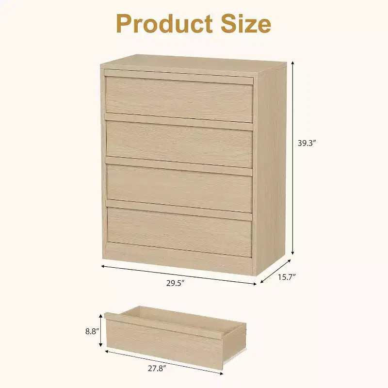 4 Drawer Dresser for Bedroom,Modern Simply Chest of Drawers, Wood Storage Dresser with Deep Drawers for Living Room Hallway Entryway