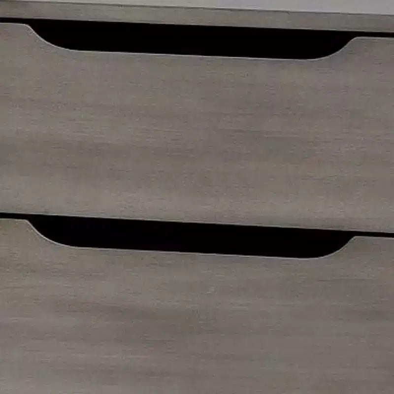 2 Drawer Wooden Nightstand with Cut Out Pulls, Gray
