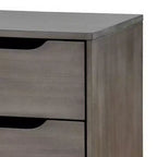 2 Drawer Wooden Nightstand with Cut Out Pulls, Gray
