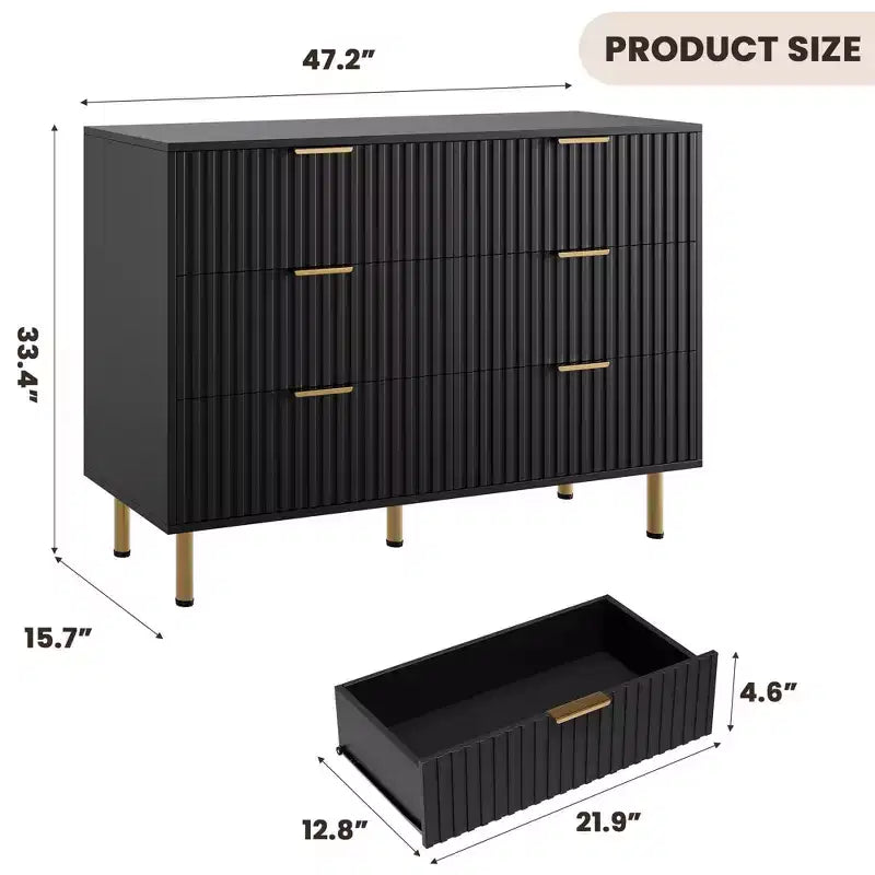 Modern Fluted Dresser for Bedroom with 8 Drawers, Deep Drawers & Wide Modern Top, Long Large Double Dresser TV Stand and Storage Organizer