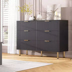 Modern Fluted Dresser for Bedroom with 8 Drawers, Deep Drawers & Wide Modern Top, Long Large Double Dresser TV Stand and Storage Organizer