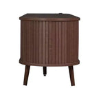 70 Mid-Century Modern TV Stand with Tambour Doors, Drawers and Built-In Power Outlet for 80 TV, Walnut