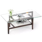24 Square Side Table with Extra Storage Shelf for Living Room Study Office