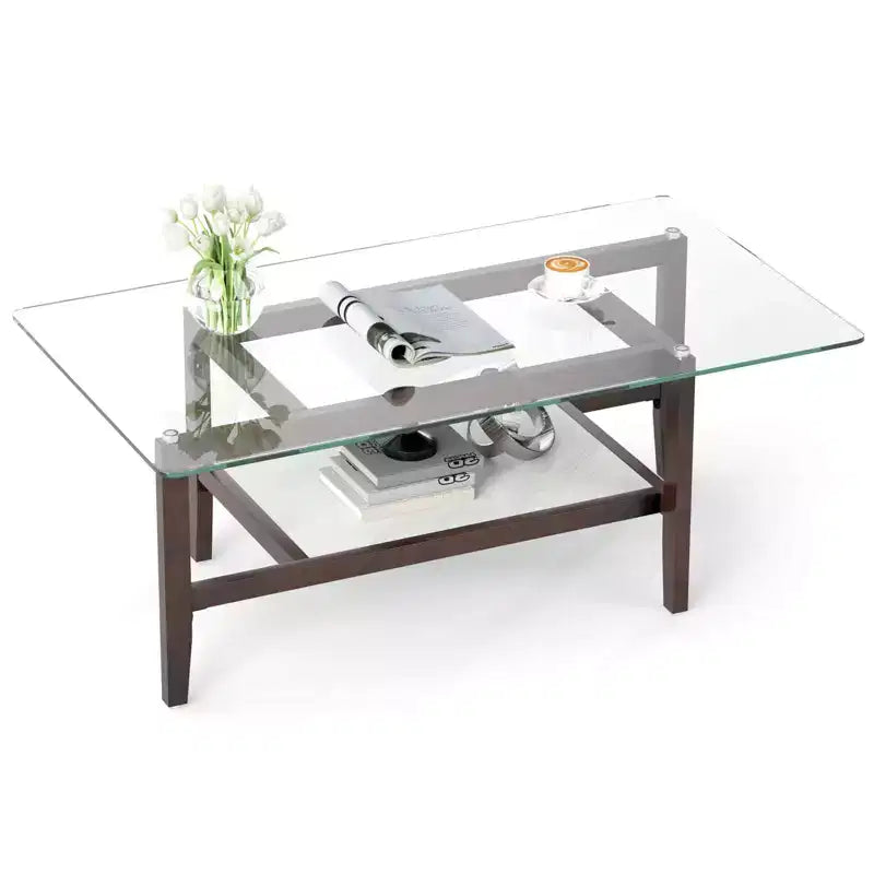 24 Square Side Table with Extra Storage Shelf for Living Room Study Office