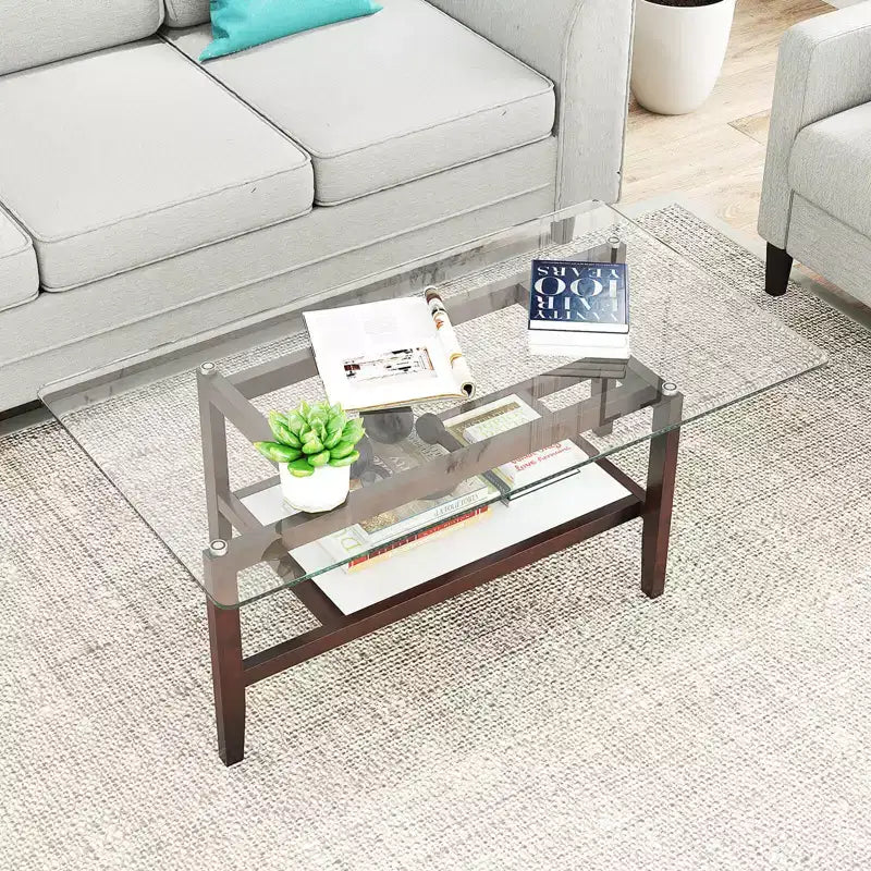 24 Square Side Table with Extra Storage Shelf for Living Room Study Office
