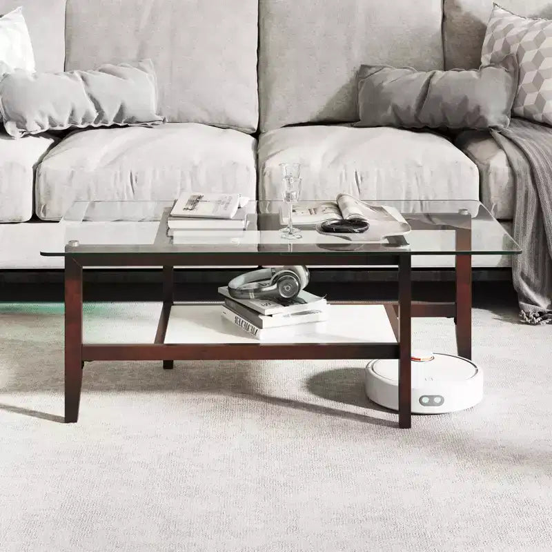 24 Square Side Table with Extra Storage Shelf for Living Room Study Office