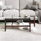 24 Square Side Table with Extra Storage Shelf for Living Room Study Office