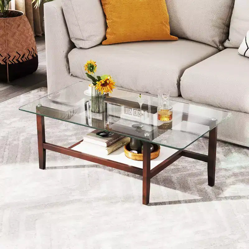 24 Square Side Table with Extra Storage Shelf for Living Room Study Office