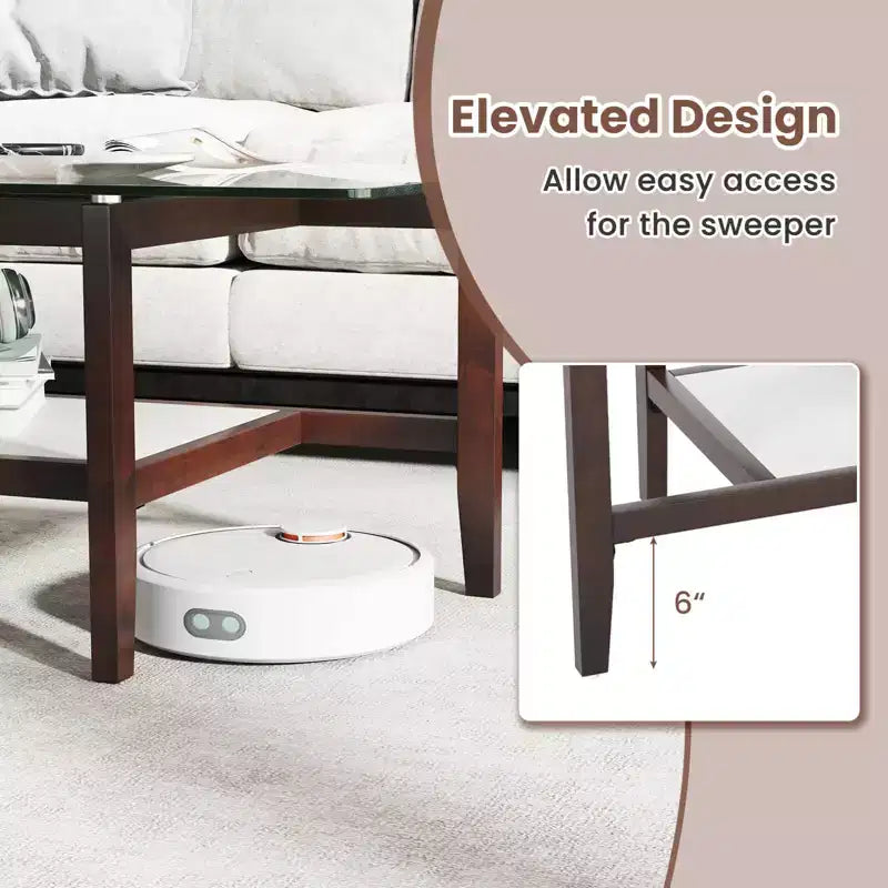 24 Square Side Table with Extra Storage Shelf for Living Room Study Office