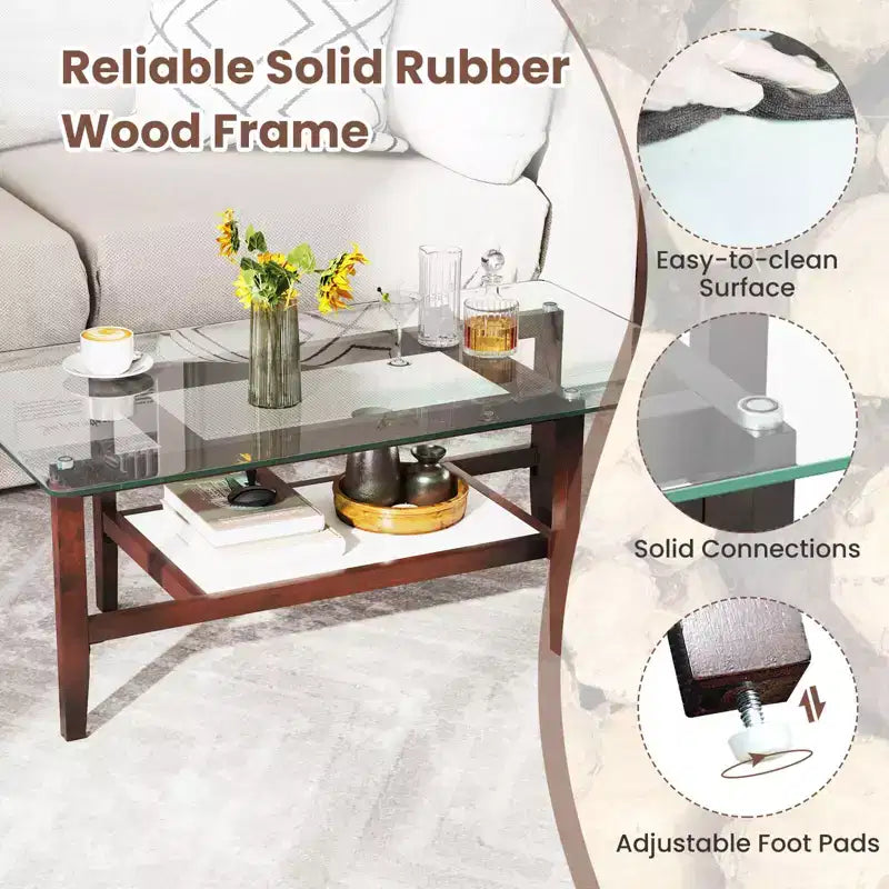 24 Square Side Table with Extra Storage Shelf for Living Room Study Office