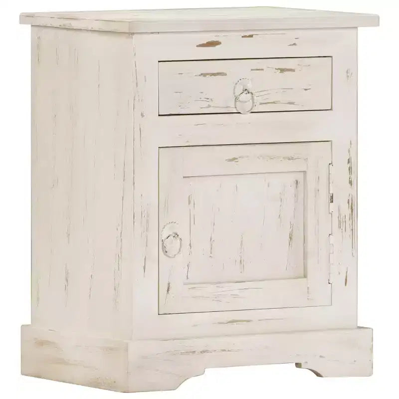 Bedside Cabinet White Solid mango wood 15.7 x 11.8 x 19.7 in
