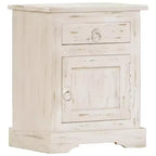 Bedside Cabinet White Solid mango wood 15.7 x 11.8 x 19.7 in