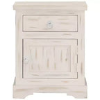Bedside Cabinet White Solid mango wood 15.7 x 11.8 x 19.7 in