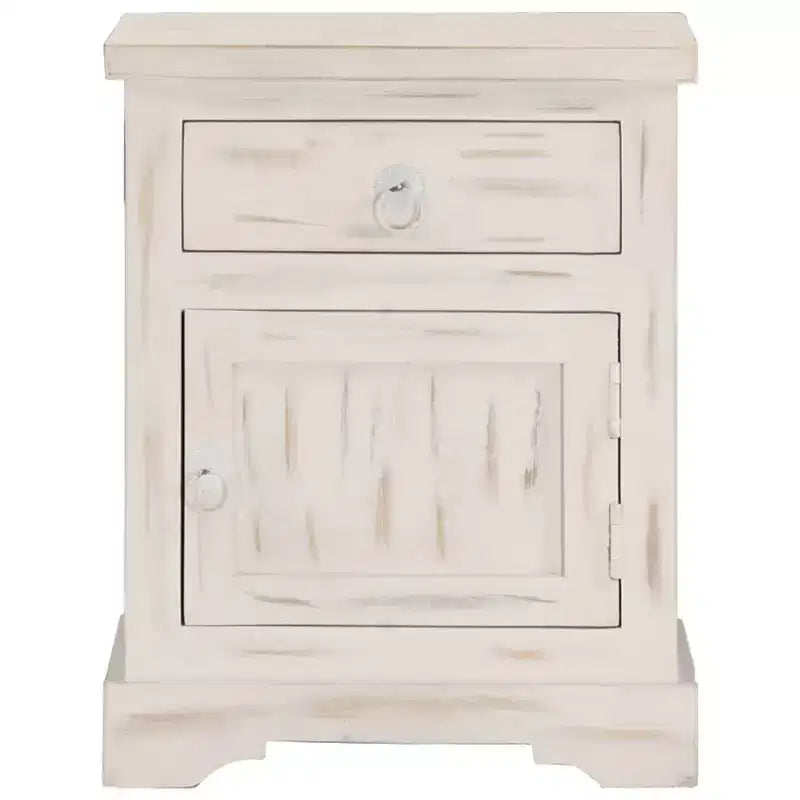 Bedside Cabinet White Solid mango wood 15.7 x 11.8 x 19.7 in