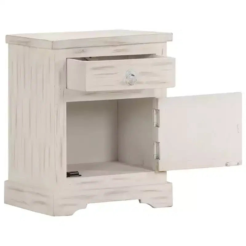 Bedside Cabinet White Solid mango wood 15.7 x 11.8 x 19.7 in