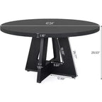 47-Round Dining Table, Farmhouse Style Wood Kitchen Table with Cross Base for Dining Room, Seats 4-6, Wooden Tabletop