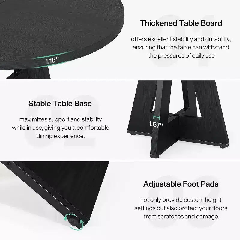 47-Round Dining Table, Farmhouse Style Wood Kitchen Table with Cross Base for Dining Room, Seats 4-6, Wooden Tabletop