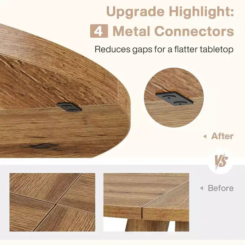 47-Round Dining Table, Farmhouse Style Wood Kitchen Table with Cross Base for Dining Room, Seats 4-6, Wooden Tabletop