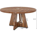 47-Round Dining Table, Farmhouse Style Wood Kitchen Table with Cross Base for Dining Room, Seats 4-6, Wooden Tabletop