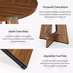 47-Round Dining Table, Farmhouse Style Wood Kitchen Table with Cross Base for Dining Room, Seats 4-6, Wooden Tabletop