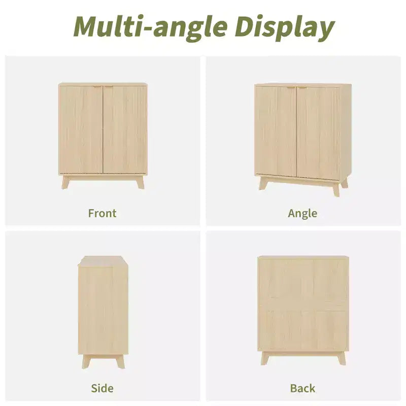 34.49 in Sideboard Buffet Cabinet with Storage, Modern Fluted Accent Credenza with Doors & Adjustable Shelves, Wood Bar Console Table for Living Room