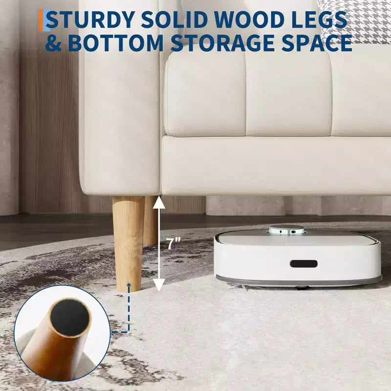 78 W Faux Leather Sofas Couches with 2 Throw Pillows, Mid Century Modern,3 Seater Sofa and Hardwood Legs,Easy Assembly, for Living Room and Bedroom