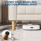 78 W Faux Leather Sofas Couches with 2 Throw Pillows, Mid Century Modern,3 Seater Sofa and Hardwood Legs,Easy Assembly, for Living Room and Bedroom