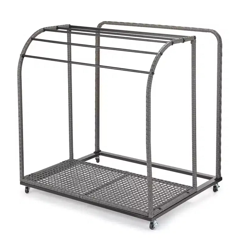 Poolside Towel Rack Outdoor,Rattan Weaving Towel Rack Freestanding,Storage Organizer with Compartment for Floats, Pool Noodles, Swimming Rings