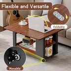 27.6'' Modern Coffee Table, Multi-Functional Side Table with Foldable Top, Casters, Drawer, Open Shelf, Hidden Compartment Storage