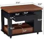 27.6'' Modern Coffee Table, Multi-Functional Side Table with Foldable Top, Casters, Drawer, Open Shelf, Hidden Compartment Storage