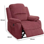 39 Inch Fabric Power Recliner with USB Port, Red