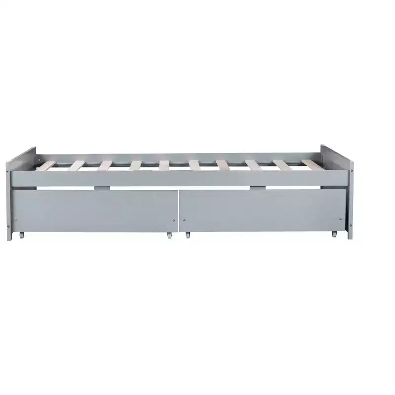 Twin Size Wood Bed with 2 Drawers for Guest Rooms and Kids' Rooms