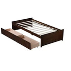 Twin Size Wood Bed with 2 Drawers for Guest Rooms and Kids' Rooms