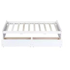 Twin Size Wood Bed with 2 Drawers for Guest Rooms and Kids' Rooms
