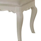 Wood and Leatherette Vanity Stool with Padded Seat, White